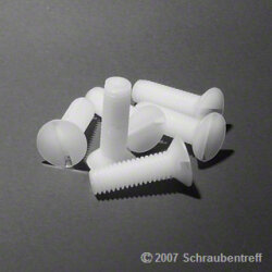 DIN 963  Senkschrauben, Schlitz - Kunststoff PA 6.6 Natur/Weiß, M 3 x 20 , (20 Stück)