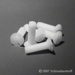 DIN 963  Senkschrauben, Schlitz - Kunststoff PA 6.6 Natur/Weiß, M 3 x 6 , (20 Stück)